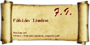 Fábián Izméne névjegykártya